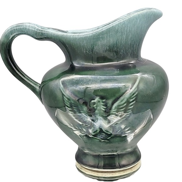 Hull Pottery Other - Hull Pottery Drip Glaze Eagle Small Pitcher #F91 Green Vintage USA Americana
